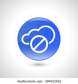 Blue round button with sign icon for web design