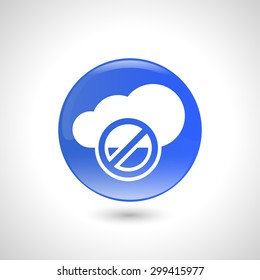 Blue round button with sign icon for web design