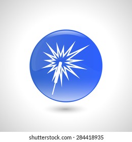 Blue round button with sparkler icon for web design