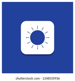 Blue Round Button for sun, weather, sunset, sunrise, summer Glyph icon