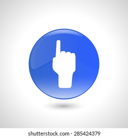 Blue round button with touch icon for web design