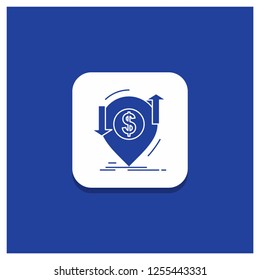 Blue Round Button for transaction, financial, money, finance, transfer Glyph icon