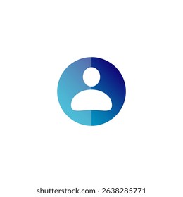 Blue round button with user icon.Person profile symbol avatar sign