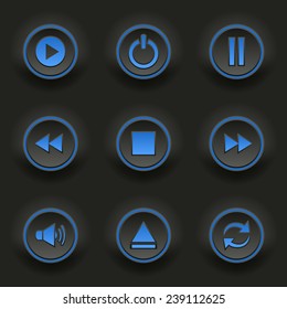 Blue round buttons for web player
