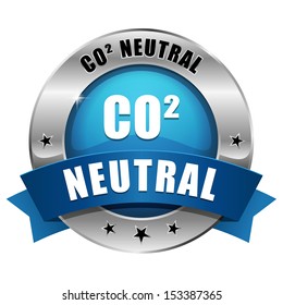 Blue round carbon dioxide neutral button