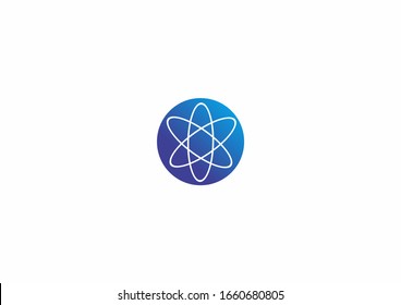 Blue round circle technology. Global symbol logo design template