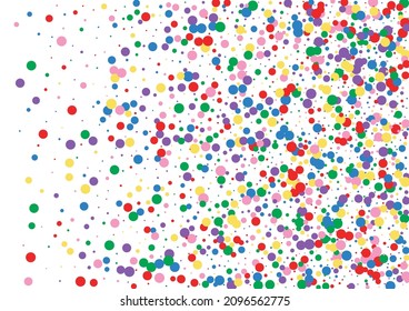 Blue Round Circular Background. Confetti Festive Illustration. Red Abstract Circle. Yellow Graphic Dot Texture.