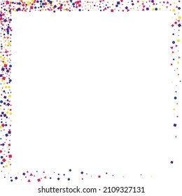 Blue Round Color Illustration. Template Circle Isolated. Pink Festive Square Texture. Red New Confetti.