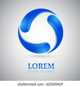 Blue round company logo. Modern design. Vector