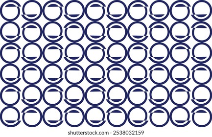 Blue round dot spiral line repeat pattern, replete image, on white background design for fabric printing, round patter