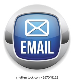Blue round email button with metallic border