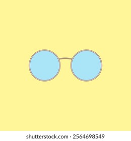 Blue round eyeglasses vector illustration. Trendy eyewear sun protection