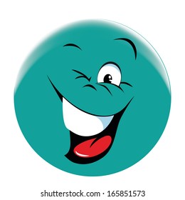 a blue round face with a smile