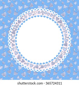 Blue round frame card design for greeting or invitation
