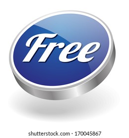 Blue round free button with metallic border