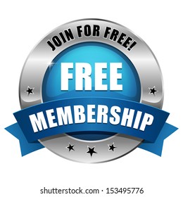 Blue Round Free Membership Button