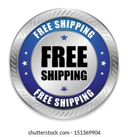 Blue round free shipping button