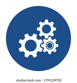 Blue round gear wheels icon, button isolated on a white background. EPS10 vector file