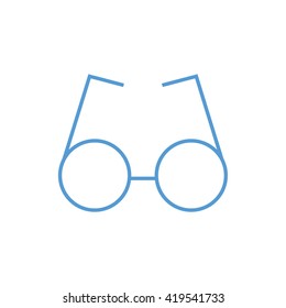 Blue round glasses vector icon illustration