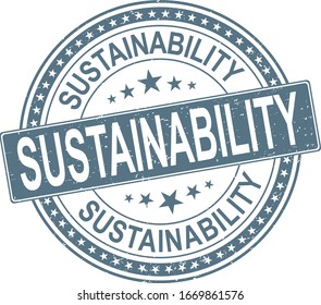 blue round grunge sustainability rubber web stamp