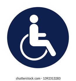 Blue and round handicapped sticker