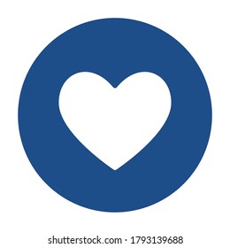 Blue round heart icon, button isolated on a white background. EPS10 vector file