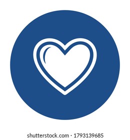 Blue round heart with outline icon, button isolated on a white background. EPS10 vector file