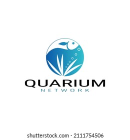Blue round icon fish logo Design Modern Vector Template. FIsh Logo. Vector Illustration.