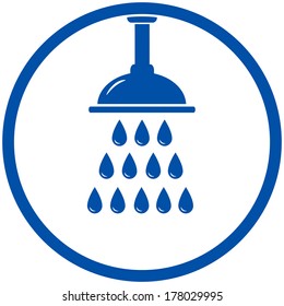 blue round icon with shower head