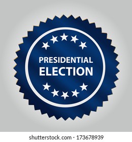 a blue round icon with some white text and star for president day - Shutterstock ID 173678939