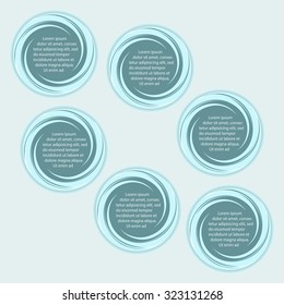 Blue round infographics template with step, options. Can be used for infographic, banner, poster, web design, brochure, presentation. Vector illustration