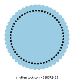 Blue round label with dots isolated on white background. 