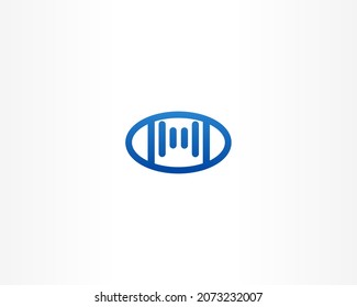 blue round and line shape logo design concept