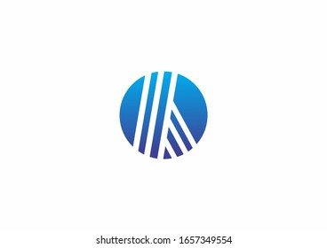 Blue round with line vector logo design concept