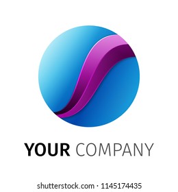 Blue round Logo design ribbon