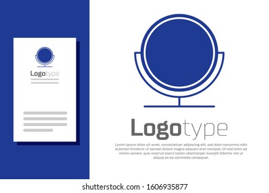 Blue Round makeup mirror icon isolated on white background. Logo design template element. Vector Illustration