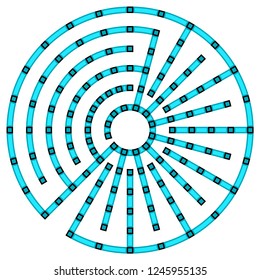 Blue round maze on a white background