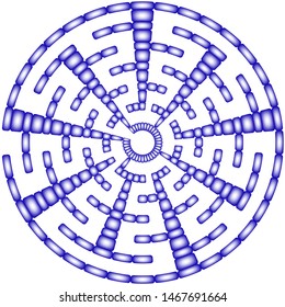 Blue round maze on a white background