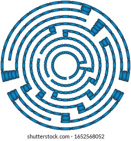 Blue round maze on a white background