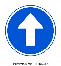 Blue Round One Way Arrow Sign. Vector Image.