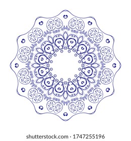 Blue round ornament. Vector illustration