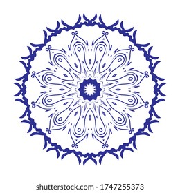 Ornamento redondo azul. Ilustración del vector