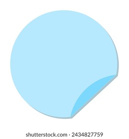Blue Round Paper Sticker Vector Illustration