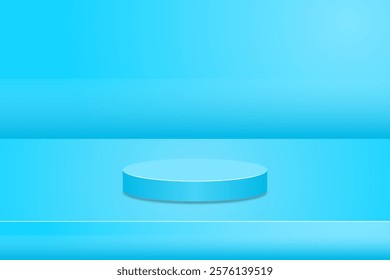 blue round podium with blank walls for health, beauty products etc.