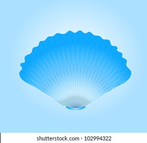Blue round sea cockleshell. Vector. EPS 8