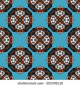 Blue Round Seamless abstract tiled pattern vector