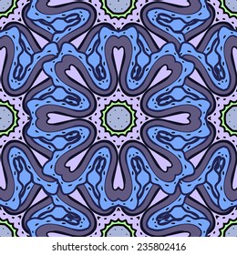 Blue round seamless floral abstract pattern
