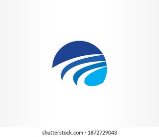 Blue Round shape icon logo design template