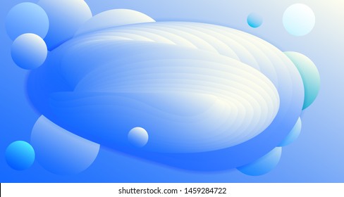 Blue round shapes bubbles gradient light perspective vector abstract background