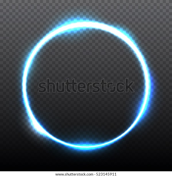 透明な背景に青い丸く輝く円のフレーム 美しい抽象的な高級ライトリング ベクターイラスト のベクター画像素材 ロイヤリティフリー
